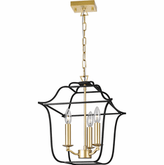 CWI 1223P12-3-602 Tudor Contemporary Satin Gold & Black 12" Foyer Light Fixture