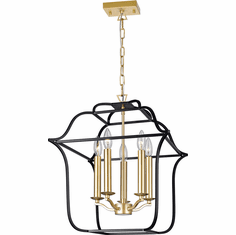 CWI 1223P16-5-602 Tudor Contemporary Satin Gold & Black 16" Foyer Lighting Fixture