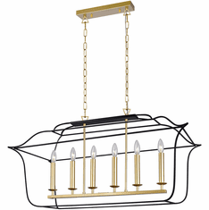 CWI 1223P36-6-602 Tudor Contemporary Satin Gold & Black Kitchen Island Lighting