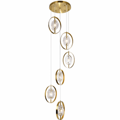 CWI 1224P21-6-625 Iris Modern Brass Halogen Multi Pendant Lighting Fixture
