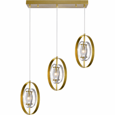 CWI 1224P22-3-625 Iris Contemporary Brass Halogen Multi Hanging Pendant Lighting