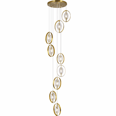 CWI 1224P24-9-625 Iris Contemporary Brass Halogen Multi Hanging Pendant Light