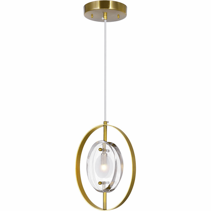 CWI 1224P8-1-625 Iris Contemporary Brass Halogen Mini Pendant Hanging Light