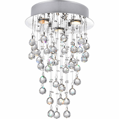 CWI 6601C12C Rain Drop Chrome Halogen 12" Flush Mount Lighting Fixture