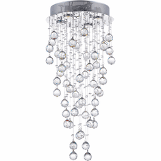CWI 6601C14C Rain Drop Chrome Halogen 14" Flush Mount Ceiling Light Fixture