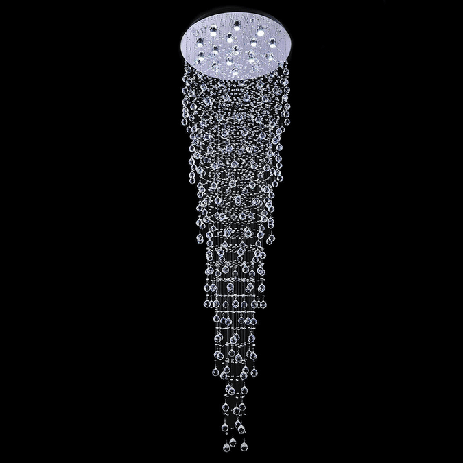 CWI 6601C32C-16 Rain Drop Chrome Halogen 32" Flush Mount Lighting