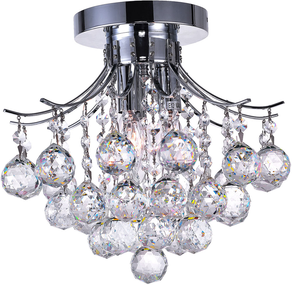 CWI 8012C12C Princess Chrome Flush Mount Lighting Fixture CWI8012C12C