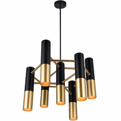 CWI Lighting 1015P17-7-129 Anem Contemporary Matte Black & Satin Gold Mini Lighting Chandelier