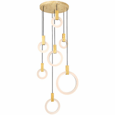 CWI Lighting 1214P28-7-236 Anello Modern White Oak LED Multi Drop Ceiling Lighting
