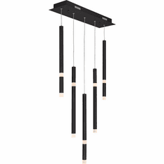 CWI Lighting 1262P22-5-101 Flute Contemporary Black LED Multi Pendant Lamp