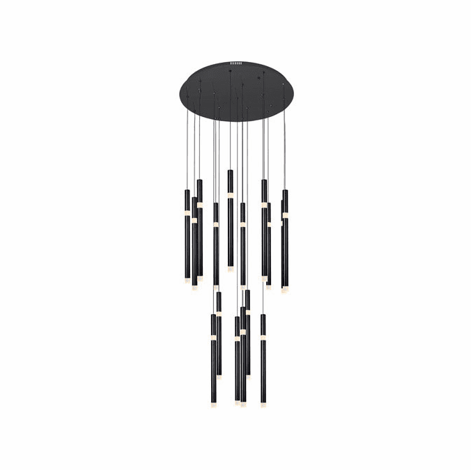 CWI Lighting 1262P24-16-101 Flute Modern Black LED Multi Pendant Lamp