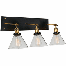 CWI Lighting 9735W24-3-101 Eustis Contemporary Black & Gold Brass 3-Light Bathroom Wall Light Fixture