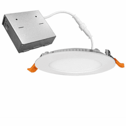 Cyber Tech LC12RT6-NCBX/CCT Modern White LED Down Light 3CCT 6" 12W New Construction J-Box Slim Recess Disk