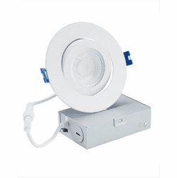 Cyber Tech LC9RT4-NCBXPVT-CCT Contemporary White LED Can Light 5CCT 4" 9.5W Pivoting Recess Down Light w/ J-Box