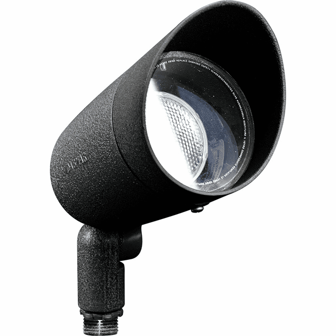 Dabmar DPR20-B-HOOD Black Halogen Line Voltage Exterior Cast Aluminum Directional Landscape Spot Lighting with Hood