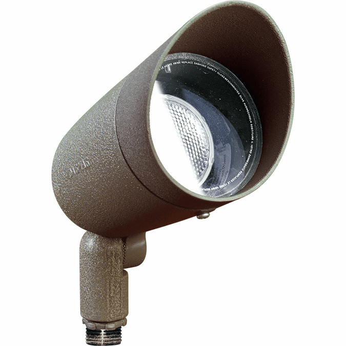 Dabmar DPR20-BZ-HOOD Bronze Halogen Line Voltage Outdoor Cast Aluminum Directional Landscape Spot Light with Hood