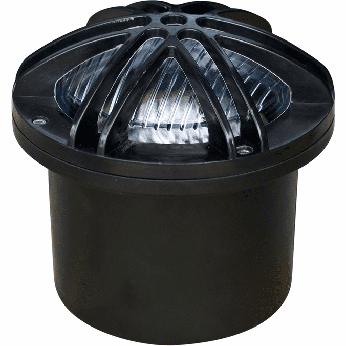 Dabmar FG327-B Contemporary Black Halogen Line Voltage Exterior Fiberglass Adjustable Well Lighting with Star Grill