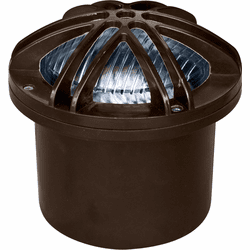 Dabmar FG327-BZ Modern Bronze Halogen Line Voltage Outdoor Fiberglass Adjustable Well Light with Star Grill