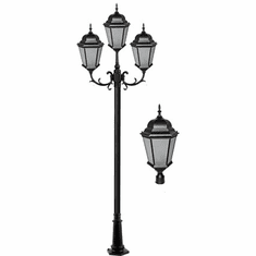 Dabmar GM2303-B-FROST 3 Light Post Top Black Outdoor Lamp Post Light Fixture