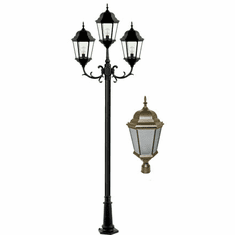 Dabmar GM2303-BZ-FROST 3 Light Post Top Bronze Outdoor Pole Lighting Fixture