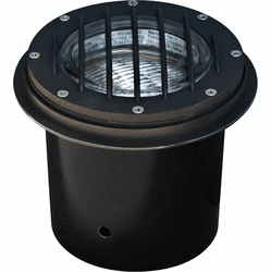 Dabmar LV305-B Modern Black Halogen Low Voltage Outdoor Cast Aluminum Well Light with Grill