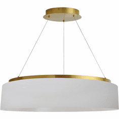 Dainolite CIR-2634C-AGB-790 Circulo Contemporary White / Aged Brass LED 26" Drum Hanging Lamp