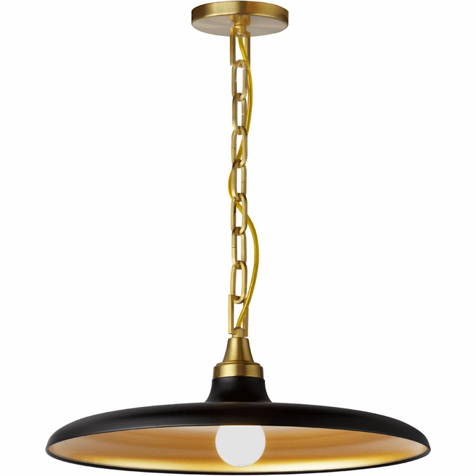 Dainolite QTN-181P-MB-AGB Quentin Modern Matte Black / Aged Brass Hanging Lamp