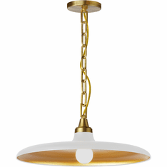 Dainolite QTN-181P-MW-AGB Quentin Contemporary Matte White / Aged Brass Hanging Pendant Light
