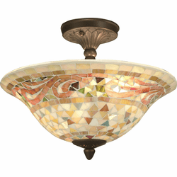 Dale Tiffany 8780-3LTF Bradshaw Mosaic Tiffany Antique Brass Flush Mount Lighting