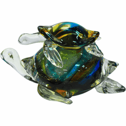 Dale Tiffany AS14072 Colorful Sea Turtle Modern Handcrafted Art Glass Figurine
