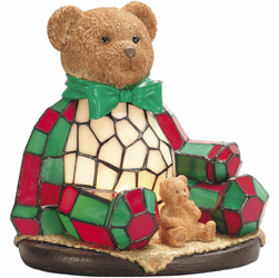 Dale Tiffany RS106 Noel Bear Modern Hand Painted Handcrafted Art Glass Figurine