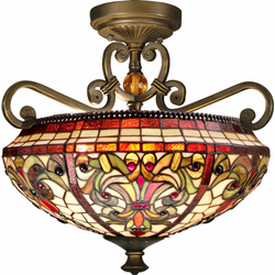 Dale Tiffany TH13090 Baroque Tiffany Antique Golden Bronze Flush Ceiling Light Fixture