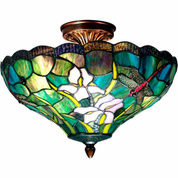 Dale Tiffany TH70098 Savannah Tiffany Antique Brass Ceiling Light Fixture