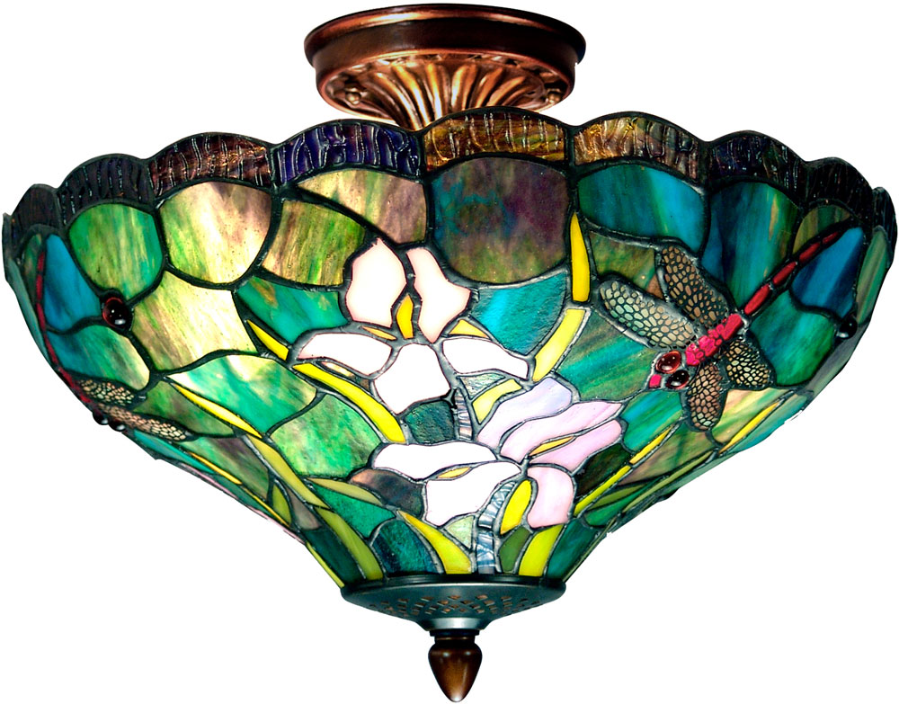 Dale Tiffany TH70098 Savannah Tiffany Antique Brass Ceiling Light