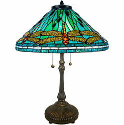Dale Tiffany TT21153 Sonata Dragonfly Tiffany Antique Bronze Side Table Lamp