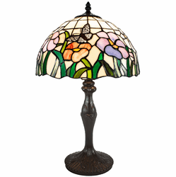 Dale Tiffany TT21174 Pazio Floral Butterfly Tiffany Dark Coffee Table Top Lamp