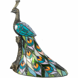 Dale Tiffany TT21212 Galana Turquoise Peacock Tiffany Bronze Accent Lighting Table Lamp