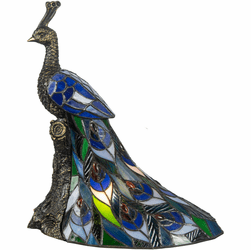 Dale Tiffany TT21213 Galana Blue Peacock Tiffany Bronze Accent Lighting Table Lamp