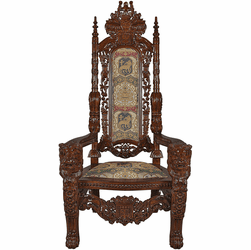 Design Toscano AF1038 Lord Raffles Lion Traditional Walnut Throne Chair