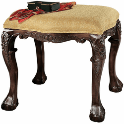 Design Toscano AF1184 French Baroque Traditional Cherry Honey Upholstered Bench