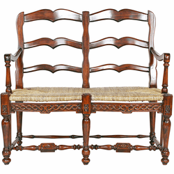 Design Toscano AF1287 Provincial French Traditional Oak Ladderback Settee