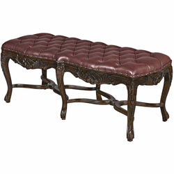 Design Toscano AF1297 Berkeley Square Traditional Cherry Leather Bench