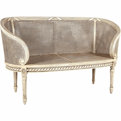 Design Toscano AF1316 Parisian Traditional Antique White Oval Rattan Settee