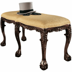 Design Toscano AF1335 French Baroque Traditional Cherry Honey Upholstered Bench