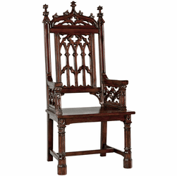 Design Toscano AF1422 Gothic Tracery Traditional Cherry Cathedral Chair