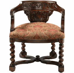 Design Toscano AF1556 Brussels Library Traditional Walnut Bergere Chair