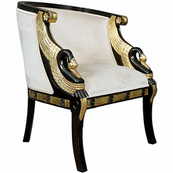 Design Toscano AF51110 Graceful Swans Neoclassical Traditional Two Tone Black & Gold Tub Chair
