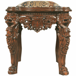Design Toscano AF51205 Lord Raffles Lion Traditional Walnut Leg Stool