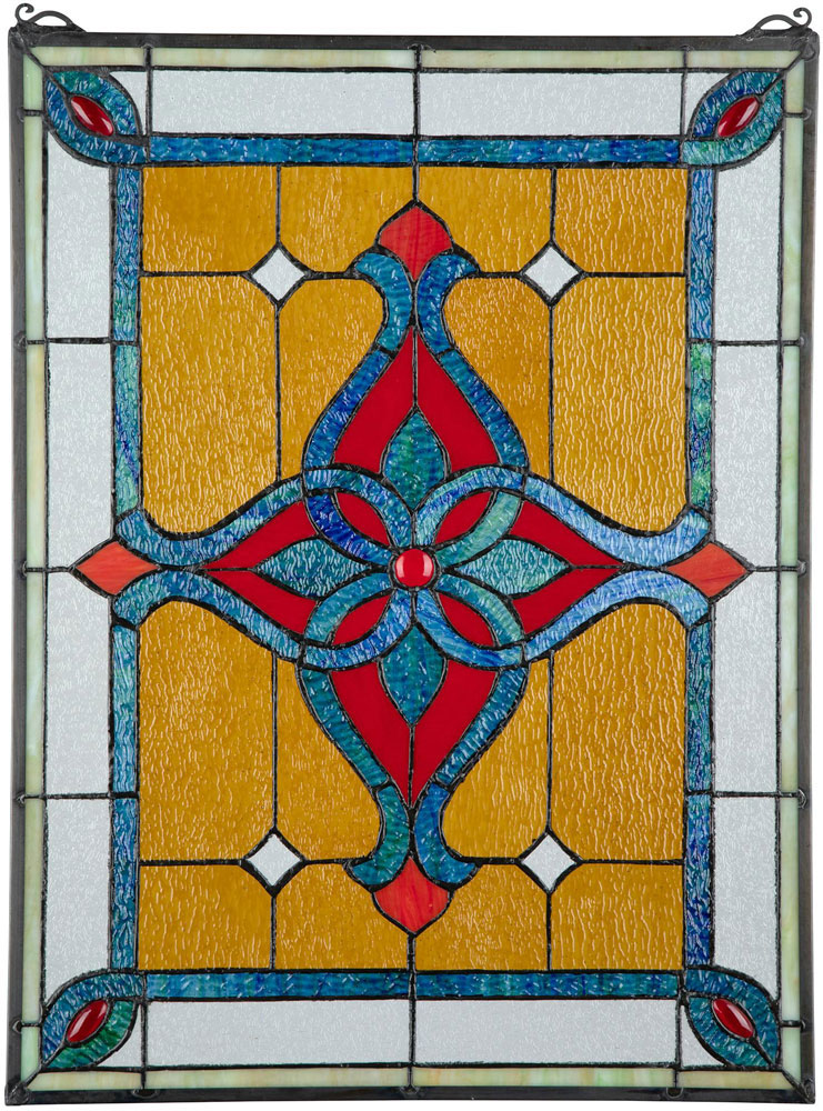Design Toscano Celtic Knot Stained Glass Hanging Panel - 9x35 Inch Amber Gothic Arch Window Decoration