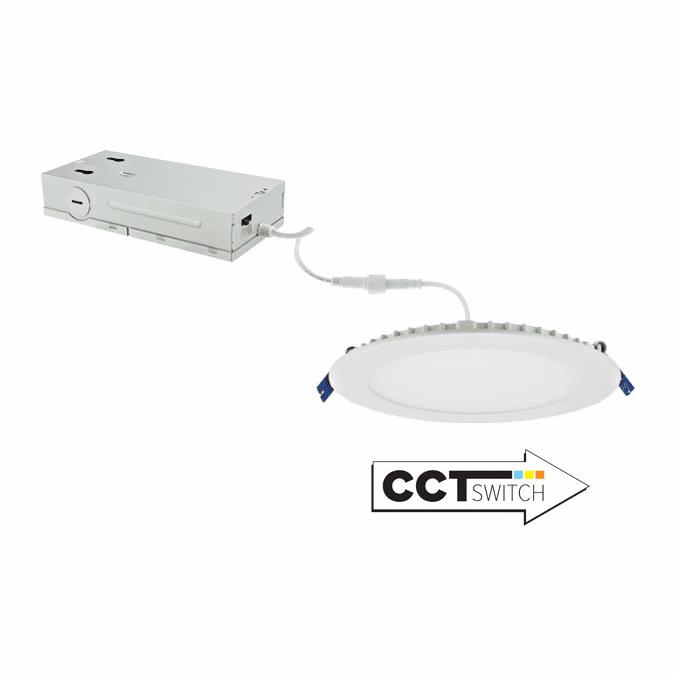 Elco ERT61DXCT5W 5-CCT Contemporary White LED Down Light 6" Ultra Slim LED Down Light Panel